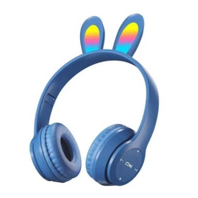 Навушники дитячі бездротові із заїччими вушками Bluetooth P47R Сині