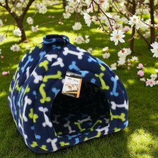 М'який будиночок Pet Hut для собак та кішок Синій з кісточками