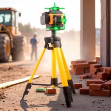 Лазерний рівень нівелір 16-лінійний з Led екраном у валізі LUX 4D Жовтий
