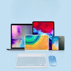 Клавіатура та мишка бездротова Bluetooth KIT Біла з блакитним