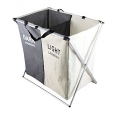 Кошик для білизни розкладний з 2 відсіками Laundry Basket Білий з сірим