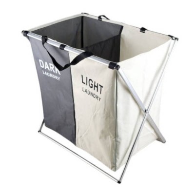 Кошик для білизни розкладний з 2 відсіками Laundry Basket Білий з сірим