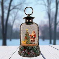 Новорічний нічник Вінтажний ліхтар XMAS WDL-25011A Санта з ялинкою