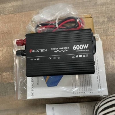 Перетворювач напруги, інвертор із модифікованою синусоїдою 600w 12v/220v HEROTECH Чорний