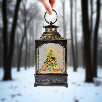 Новорічний нічник Вінтажний ліхтар Ялинка XMAS WDL-24061D Коричневий