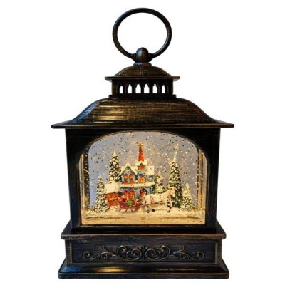 Новорічний нічник Вінтажний ліхтар Сани з подарунками XMAS WDL-24072D Коричневий