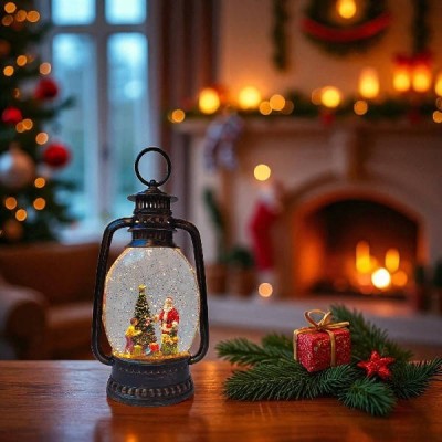 Новорічний нічник Вінтажний ліхтар Наряджаємо ялинку XMAS WDL-24028D Коричневий