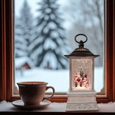 Новорічний нічник ліхтар Санта зі сніговиком XMAS WDL-24004A Білий
