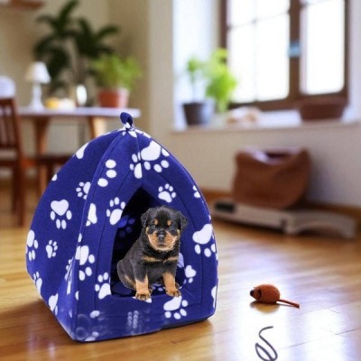 М'який будиночок Pet Hut для собак та кішок Синій з лапками