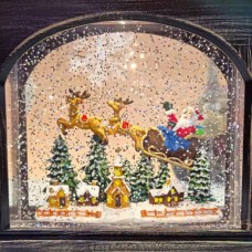 Новорічний нічник Вінтажний ліхтар Санта з упряжкою XMAS WDL-24007A