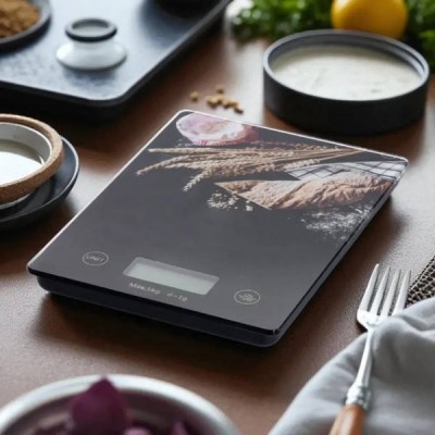 Ваги кухонні до 5 кг Domotec R 10004 Чорні з принтом
