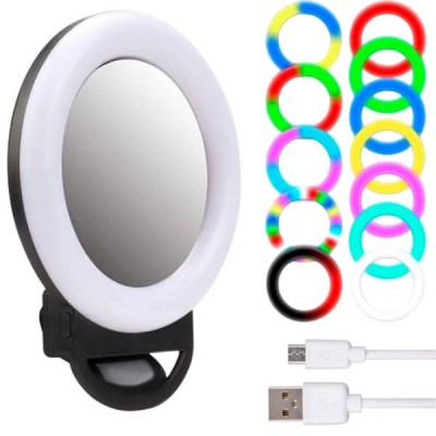 Селфі-кільце світлодіодне із дзеркалом для телефону/планшета Selfie Ring Light Чорне