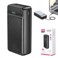 Power bank 30000mAh XO PR201 65W QC22.5W / PD65W Чорний