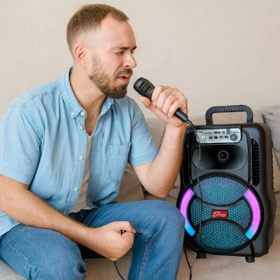 Колонка бездротова з мікрофоном та пультом керування RGB SPS 8166 Чорна