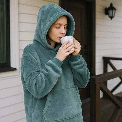 Плед - худи жіноча толстовка з капюшоном Huggle Hoodie one size Зелений