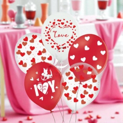 Набір повітряних кульок латексних Love 5шт 30см 2-66925956 Червоні з білим