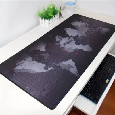 Килимок для комп'ютерної миші 90*40см 3мм black map Чорний з картою світу