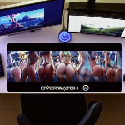 Килимок для комп'ютерної миші 70*30см 3мм Overwatch Чорний з принтом