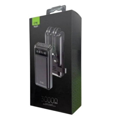 Power bank з дисплеєм та кабелями 30000мАh King Power KP-37 Чорний
