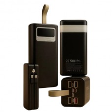 POWER BANK з ліхтариком та кабелями для заряджання пристроїв 40000MAH Чорний