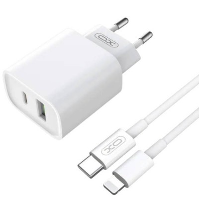 Мережевий зарядний пристрій блок живлення XO CE02A PD20W+QC18W fast charging CE Lightning