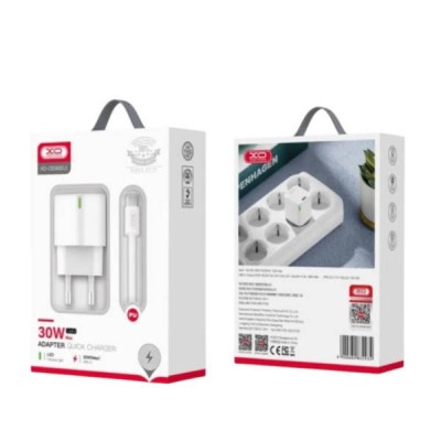 Мережевий зарядний пристрій блок живлення XO CE06 PD 30W lamp display fast Charger Lightning