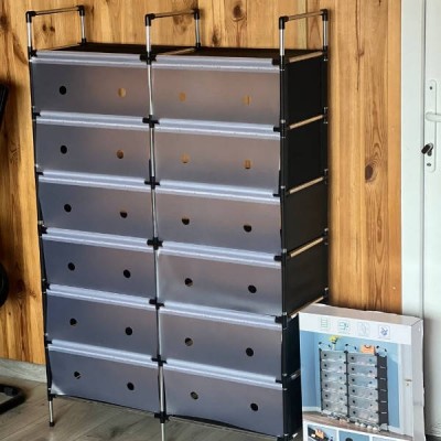 Взуттєва полиця подвійна на 7 поверхів 128*28*80см shoe rack AND LY-1039 Сіра