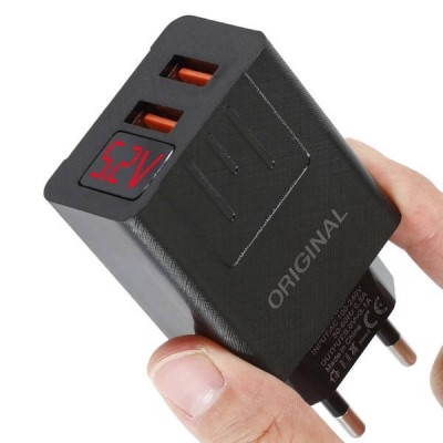 Зарядний пристрій 2 usb з дисплеєм A-14 with Digital Display CX QC03