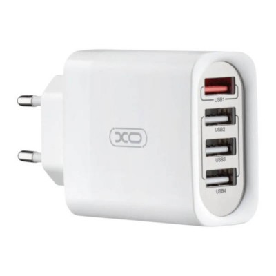 Мережевий зарядний пристрій блок живлення XO L100 4USB fast charging charger 1USB QC3.0+3USB 2.4A Біле