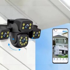 Камера відеоспостереження 12MP Wi-Fi IP-камера HD 3 об'єктива Чорна