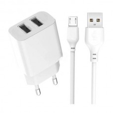 Мережевий зарядний пристрій блок живлення XO L109 Dual USB-A 2.4A Charger