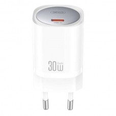 Мережевий зарядний пристрій XO CE21 30W GaN nitride (1USB-C+1USB-A) fast charging charger Біле