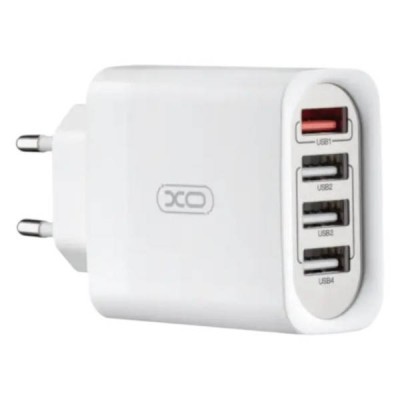 Мережевий зарядний пристрій блок живлення XO L100 4USB fast charging charger 1USB QC3.0+3USB 2.4A with Lightning cable