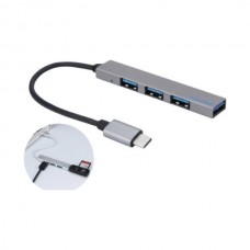 Адаптер хаб-концентратор USB 3.0 Type C to HUB 4 Port C-809 Сірий