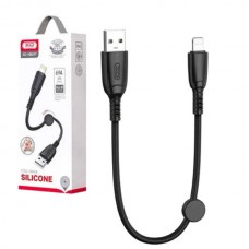 Кабель XO NB247 Suluo Series Portable Silicone 6A Lightning Data Cable L=25cm Чорний