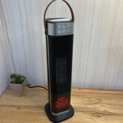 Тепловентилятор баштовий підлоговий з імітацією каміна Portable Fan Heater HQ30-300BS Чорний