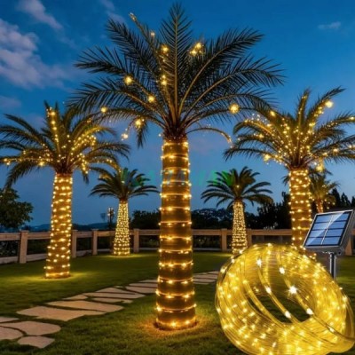 Гірлянда вулична світлодіодна Трубка із сонячною панеллю 10m 100LED LU993warmwhite Тепле світло