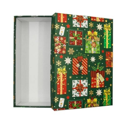Коробка пакувальна подарункова Зелена з подарунками L-33*23.5*9см BOX-2408