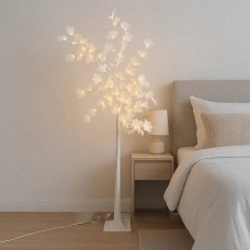Дерево-світильник декоративне 120LED 1.8м Біле з квітами, холодне світло