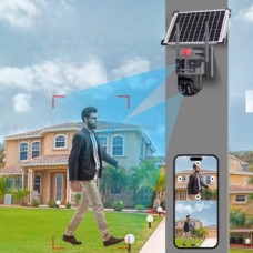 Камера відеоспостереження вулична із сонячною панеллю 4G 600Вт Wi-Fi PT 360° 12mp v380pro JE-189 Чорна