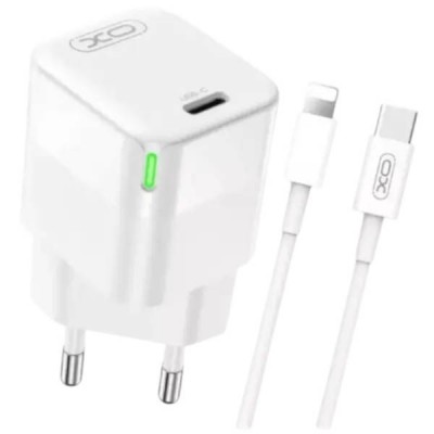 Мережевий зарядний пристрій блок живлення XO CE06 PD 30W lamp display fast Charge with Type-C Біле