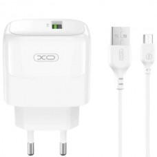 Мережевий зарядний пристрій блок живлення XO L135 QC18W 1USB-A Fast Charging Charger with Micro cable