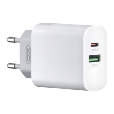 Мережевий зарядний пристрій XO L64 20W FAST EU QC3.0+PD FAST charger Біле