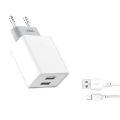 Мережевий зарядний пристрій блок живлення XO L65 2.4A two USB charger for Micro