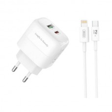 Мережевий зарядний пристрій блок живлення XO L137 PD20W/QC18W 1USB-A+1USB-C Fast Charging Charger with Lightning cable