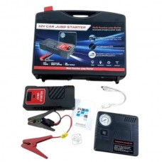 Автомобільний пусковий пристрій для акумулятора JUMP STARTER + Компресор Чорне