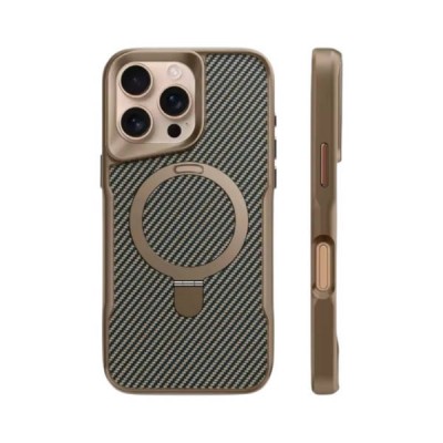 Чохол Metal Buttons with Magnetic Safe Carbon Ring Iphone 15 Pro Max Золотий