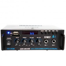Підсилювач звуку з пультом керування А5 USB/SD CARD/FM/AUX 2 ch UKC Чорний