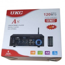 Підсилювач звуку з пультом керування UKC А8 USB/SD CARD/FM/AUX 2 ч Чорний