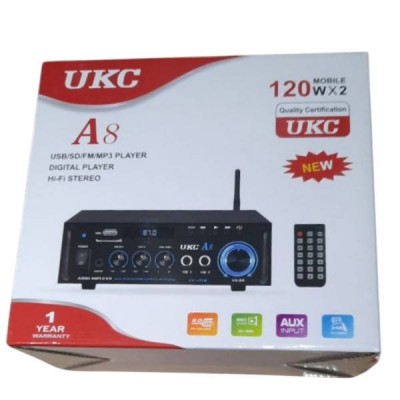 Підсилювач звуку з пультом керування UKC А8 USB/SD CARD/FM/AUX 2 ч Чорний